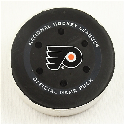 Scott Laughton - Philadelphia Flyers - Goal Puck - February 9, 2022 vs. Detroit Red Wings(Flyers Logo)