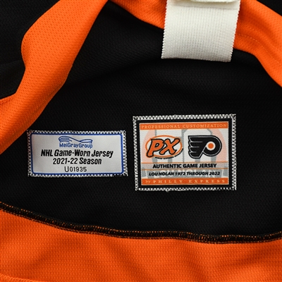 Scott Laughton - Game-Worn Third Jersey w/A, w/ Lou Nolan 50 Years Patch - April 9, 2022