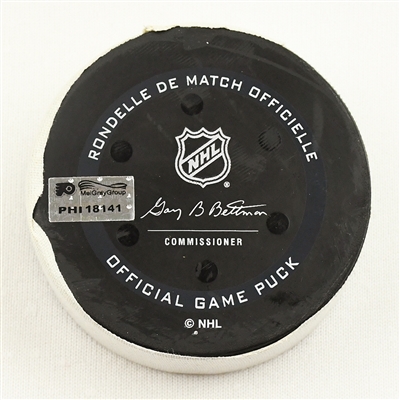 Oskar Lindblom - Philadelphia Flyers - Goal Puck - January 15, 2022 vs. New York Rangers (Flyers Logo)