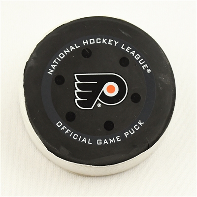 Oskar Lindblom - Philadelphia Flyers - Goal Puck - January 15, 2022 vs. New York Rangers (Flyers Logo)