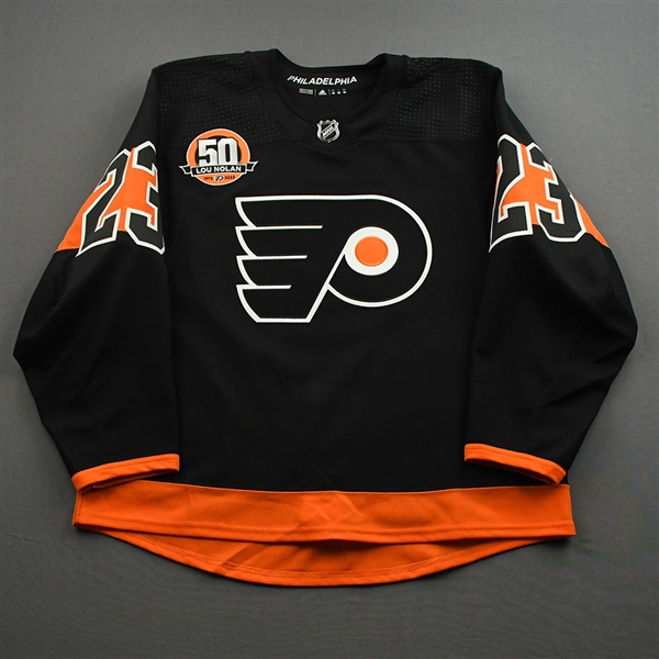 Oskar Lindblom - Game-Worn Third Jersey w/ Lou Nolan 50 Years Patch - April 9, 2022