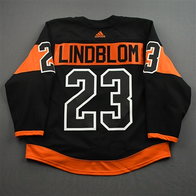Oskar Lindblom - Game-Worn Third Jersey w/ Lou Nolan 50 Years Patch - April 9, 2022