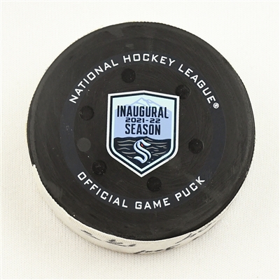 Milan Lucic - Calgary Flames - Goal Puck - December 30, 2021 vs. Seattle Kraken (Kraken Inaugural Season Logo)