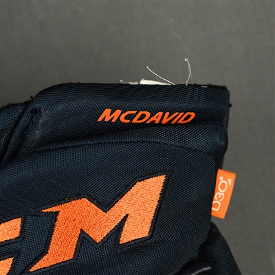 Connor McDavid - Game-Worn CCM Gloves - October 16 Hat Trick - 8 Games - October 13, 2021 through November 1, 2021 - Photo-Matched 