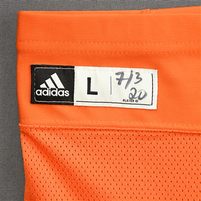 Connor McDavid - Game-Worn Orange adidas Socks - March 7, 2020 vs. Columbus Blue Jackets