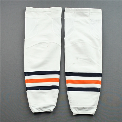 Connor McDavid - Game-Worn White adidas Socks - March 2, 2020 at Nashville Predators - Photo-Matched