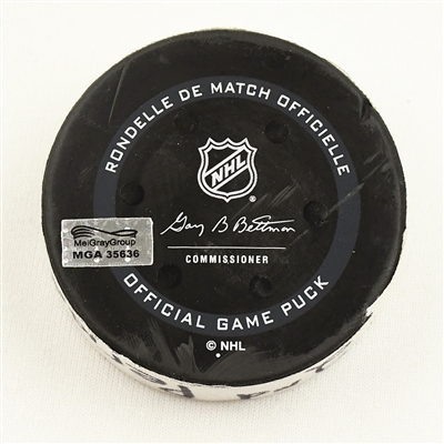 Brad Marchand - Boston Bruins - Goal Puck - November 13, 2021 vs. New Jersey Devils (Devils Logo)