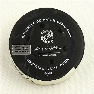 Brad Marchand - Boston Bruins - Goal Puck - November 28, 2021 vs. Vancouver Canucks (Bruins Logo)