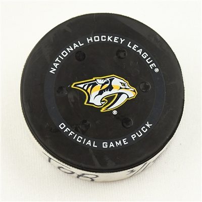 Auston Matthews - Toronto Maple Leafs - Goal Puck - March 19 2022 vs. Nashville Predators (Predators Logo)