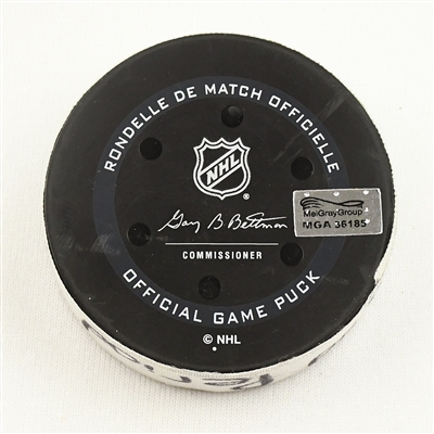 Connor McDavid - Edmonton Oilers - Goal Puck - December 31, 2021 vs. New Jersey Devils (Devils Logo)