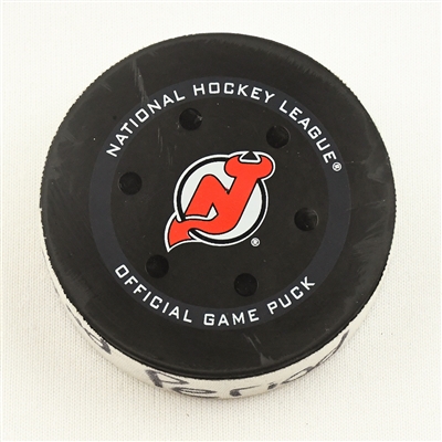 Connor McDavid - Edmonton Oilers - Goal Puck - December 31, 2021 vs. New Jersey Devils (Devils Logo)