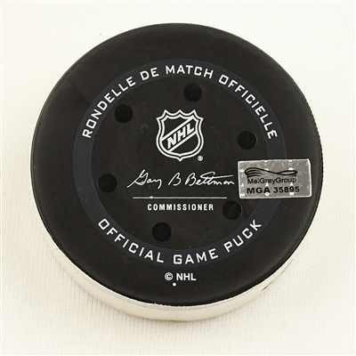 Michael McLeod - New Jersey Devils - Goal Puck - December 8, 2021 vs. Philadelphia Flyers (Devls Logo)