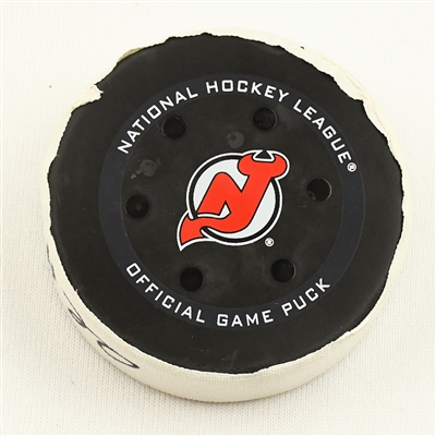 Michael McLeod - New Jersey Devils - Goal Puck - December 8, 2021 vs. Philadelphia Flyers (Devls Logo)