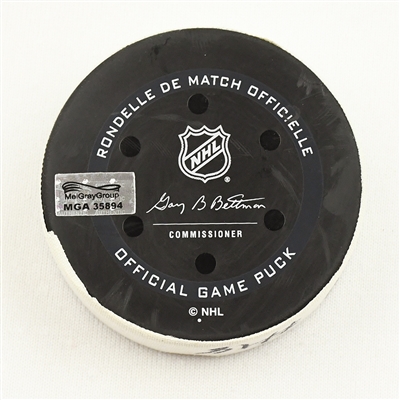 Dawson Mercer - New Jersey Devils - Goal Puck - December 8, 2021 vs. Philadelphia Flyers (Devils Logo)