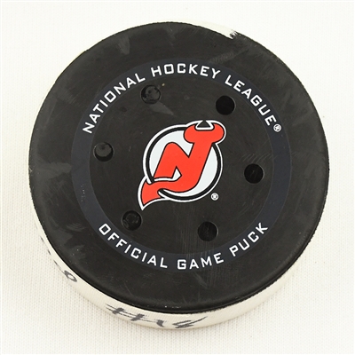 Dawson Mercer - New Jersey Devils - Goal Puck - December 8, 2021 vs. Philadelphia Flyers (Devils Logo)