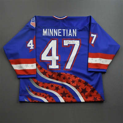 Aram Minnetian - 2022 U.S. NTDP U-17 - Game-Worn Heroes Appreciation '96 Throwback Autographed Jersey
