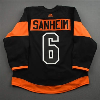 Travis Sanheim - Game-Worn Third Jersey w/ Lou Nolan 50 Years Patch - April 9, 2022