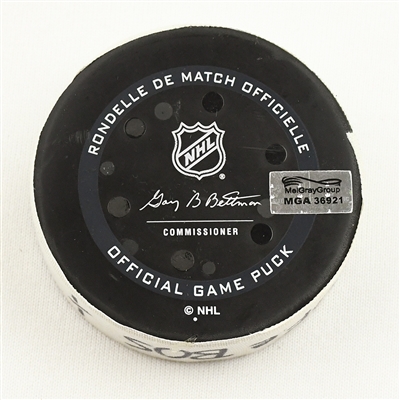 Jeff Skinner - Buffalo Sabres - Goal Puck - January 1, 2022 vs. Boston Bruins (Bruins Logo)