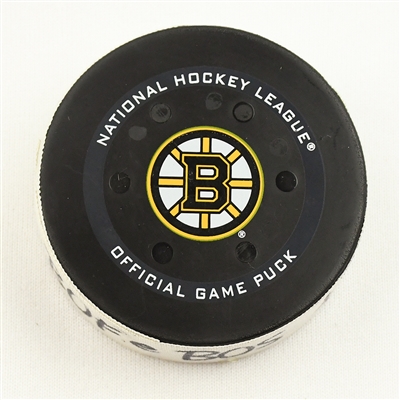 Jeff Skinner - Buffalo Sabres - Goal Puck - January 1, 2022 vs. Boston Bruins (Bruins Logo)