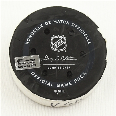 Mark Stone - Vegas Golden Knights - Goal Puck - November 24, 2021 vs. Nashville Predators (Predators Logo)