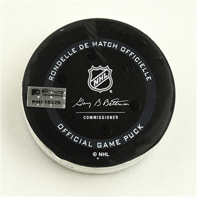 Nick Suzuki - Montreal Canadiens - Goal Puck - March 13, 2022 vs. Philadelphia Flyers (Flyers Logo)