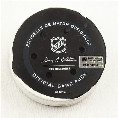 Teuvo Teravainen - Carolina Hurricanes - Goal Puck - February 21, 2022 vs. Philadelphia Flyers (Flyers Logo)