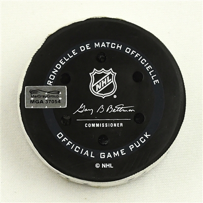 Robert Thomas - St. Louis Blues - Goal Puck - March 12 2022 vs. Nashville Predators (Predators Logo)