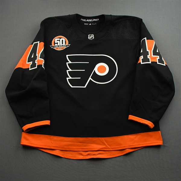 Nate Thompson - Game-Worn Third Jersey w/ Lou Nolan 50 Years Patch - April 9, 2022