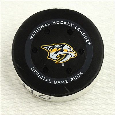 Brady Tkachuk - Ottawa Senators - Goal Puck - March 29, 2022 vs. Nashville Predators (Predators Logo)