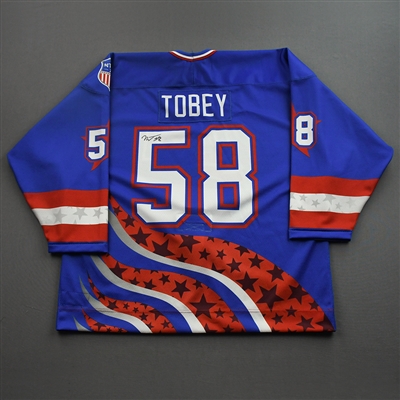 Nathan Tobey - 2022 U.S. NTDP U-17 - Game-Worn Heroes Appreciation '96 Throwback Autographed Jersey