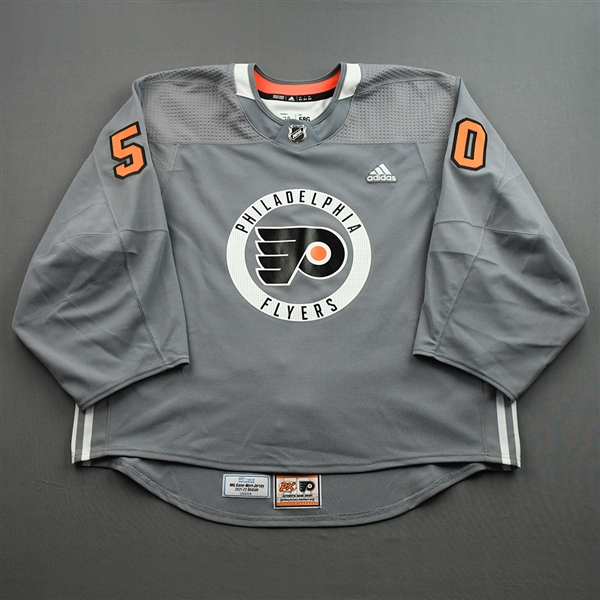 Carter Hart - Warm-up Worn Lou Nolan Night Jersey - April 9, 2022