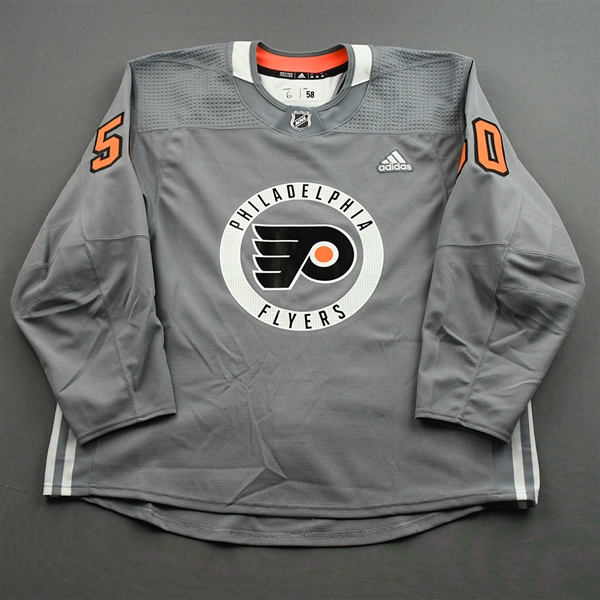 Travis Sanheim - Warm-up Worn Lou Nolan Night Jersey - April 9, 2022