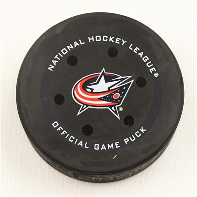 Zach Werenski - Columbus Blue Jackets - Goal Puck - January 1, 2022 vs. Carolina Hurricanes (Blue Jackets Logo)