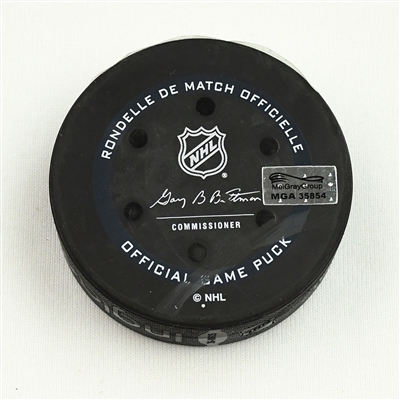 Alexandre Texier - Columbus Blue Jackets - Goal Puck - November 6, 2021 vs. Colorado Avalanche (Blue Jackets Logo) 