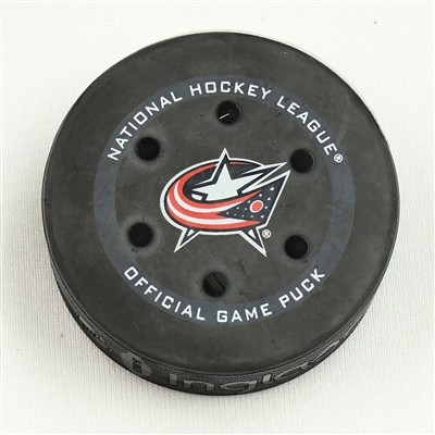 Alexandre Texier - Columbus Blue Jackets - Goal Puck - November 6, 2021 vs. Colorado Avalanche (Blue Jackets Logo) 