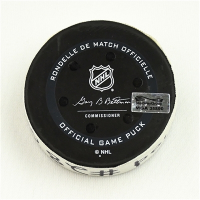 Eeli Tolvanen - Nashville Predators - Goal Puck - December 10, 2021 vs. New Jersey Devils (Devils Logo) 