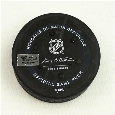Boone Jenner - Columbus Blue Jackets - Goal Puck - December 30, 2021 vs. Nashville Predators (Blue Jackets Logo) 