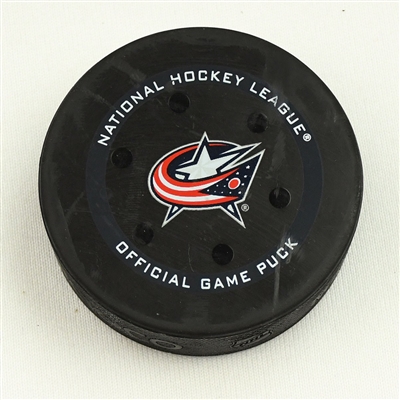Boone Jenner - Columbus Blue Jackets - Goal Puck - December 30, 2021 vs. Nashville Predators (Blue Jackets Logo) 