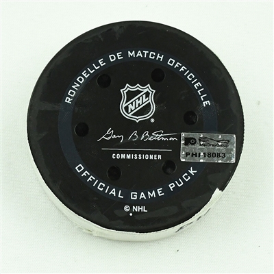 Cam Atkinson - Philadelphia Flyers - Goal Puck - December 14, 2021 vs. New Jersey Devils (Flyers Logo) - 1st of a Hat Trick
