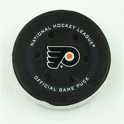 James van Riemsdyk - Philadelphia Flyers - Goal Puck - January 18, 2022 vs. New York Islanders (Flyers Logo)