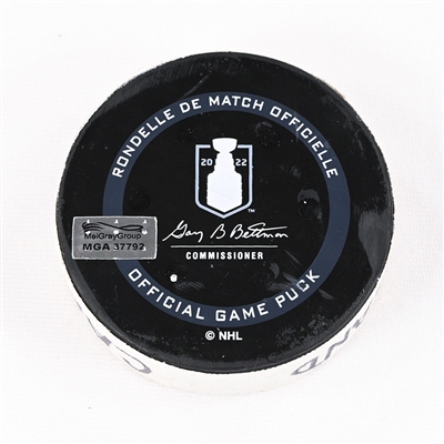 Brad Marchand - Boston Bruins - Goal Puck - May 8, 2022 vs. Carolina Hurricanes (Bruins Logo) - 2022 Stanley Cup Playoffs - Round 1, Game 4