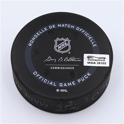 Cole Sillinger - Columbus Blue Jackets - Goal Puck - April 28, 2022 vs Tampa Bay Lightning (Blue Jackets logo) - 2021-22 NHL Season