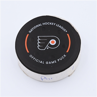 Wade Allison - Philadelphia Flyers - Goal Puck - October 13, 2022 vs. New Jersey Devils (Flyers Logo)  - 2021-22 NHL Season