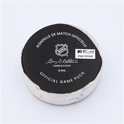 Wade Allison - Philadelphia Flyers - Goal Puck - October 13, 2022 vs. New Jersey Devils (Flyers Logo)  - 2021-22 NHL Season