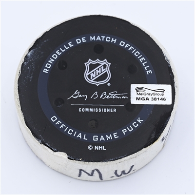 Nick Bjugstad - Minnesota Wild - Goal Puck - April 24, 2022 vs Nashville Predators (Predators logo) - 2021-22 NHL Season