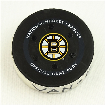 Anton Blidh - Boston Bruins - Goal Puck - November 28, 2021 vs. Vancouver Canucks (Bruins Logo) 