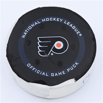 Patrick Brown - Philadelphia Flyers - Goal Puck - February 21, 2022 vs. Carolina Hurricanes (Flyers Logo) - 2021-22 NHL Season