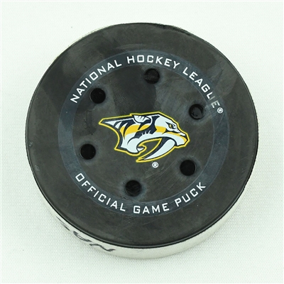 Nick Cousins - Nashville Predators - Goal Puck - January 22, 2022 vs. Detroit Red Wings (Predators Logo)