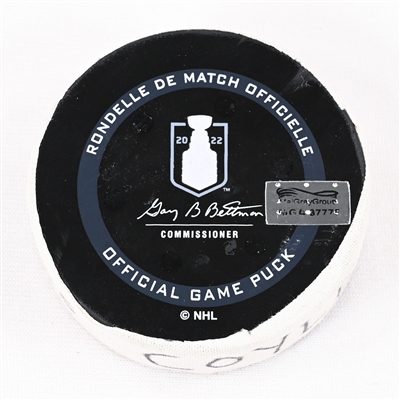 Charlie Coyle - Boston Bruins - Goal Puck - May 6, 2022 vs. Carolina Hurricanes (Bruins Logo) - 2022 Stanley Cup Playoffs - Round 1, Game 3