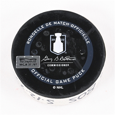 Charlie Coyle - Boston Bruins - Goal Puck - May 12, 2022 vs. Carolina Hurricanes (Bruins Logo) - 2022 Stanley Cup Playoffs - Round 1, Game 6
